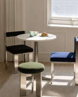 UOSU Linen-Top Stainless Steel Leg Accent Stool