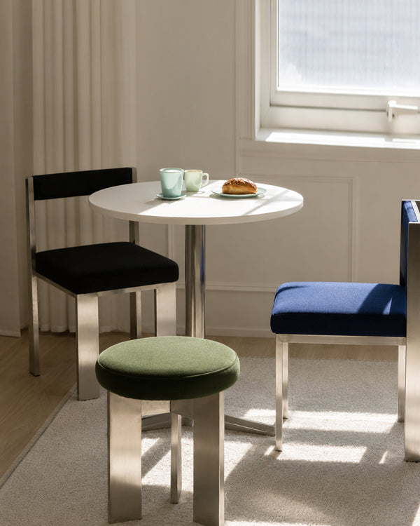 UOSU Linen-Top Stainless Steel Leg Accent Stool