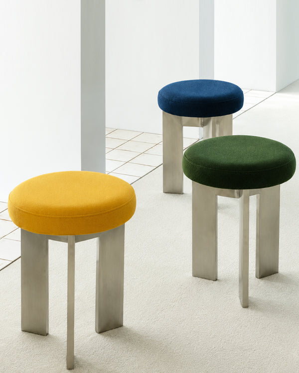 UOSU Linen-Top Stainless Steel Leg Accent Stool