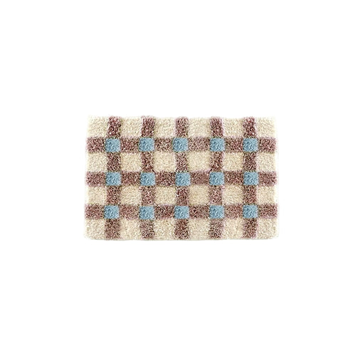 Pastel Tone Checkerboard Bedside Rug