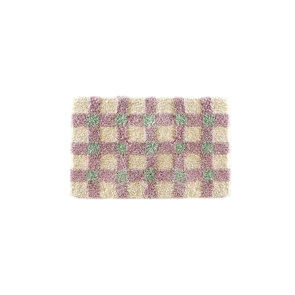 Pastel Tone Checkerboard Bedside Rug