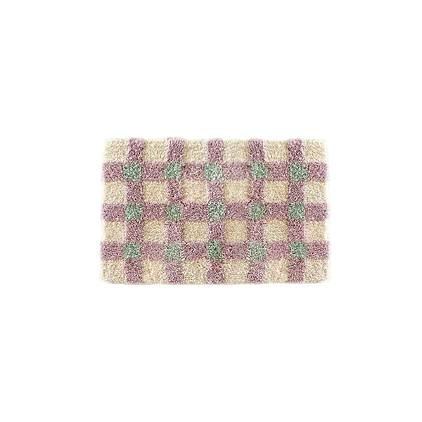 Pastel Tone Checkerboard Bedside Rug
