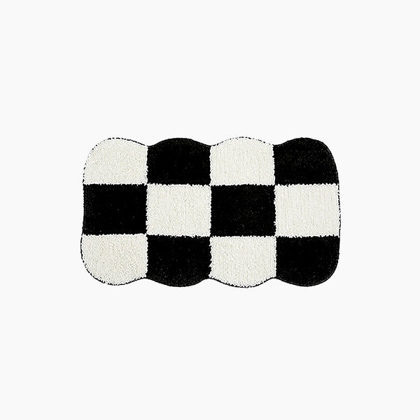 Mono Design Checker Grid Tufting Bath Mat