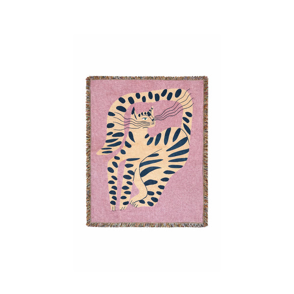 Pink Cat Pattern Throw Blanket