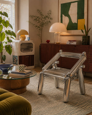 Tubular Stainless Steel Slat Stool Armchair