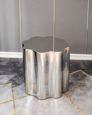 Italian Irregular Stainless Steel Hand-Crafted Art Side Table