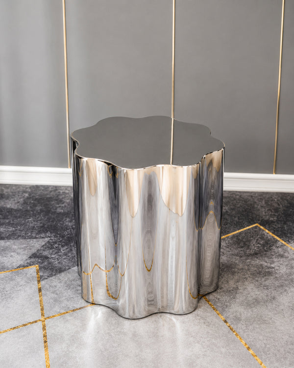 Italian Irregular Stainless Steel Hand-Crafted Art Side Table