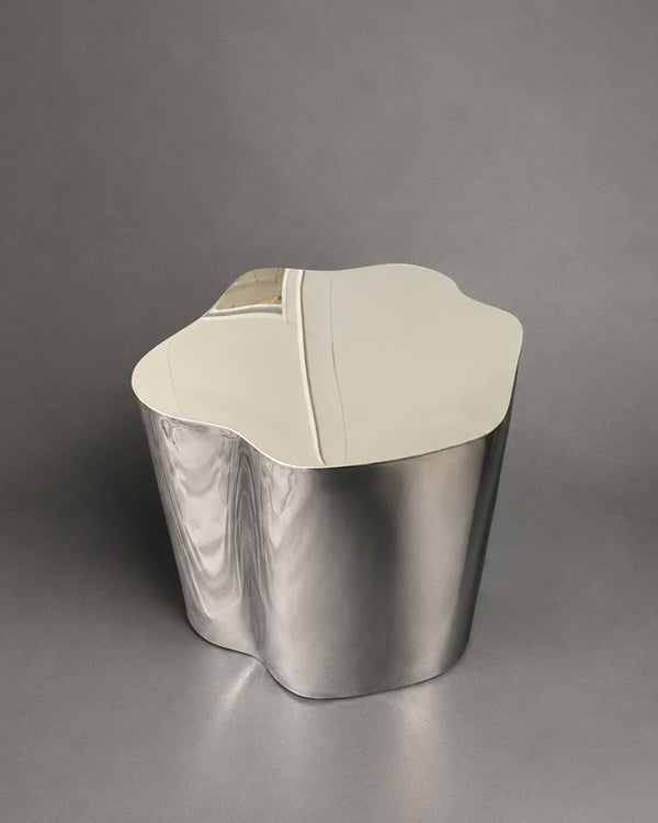 Italian Irregular Stainless Steel Hand-Crafted Art Side Table