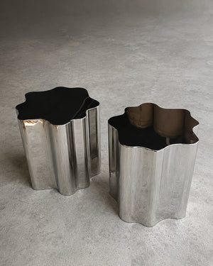 Italian Irregular Stainless Steel Hand-Crafted Art Side Table