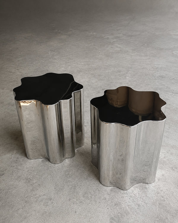 Italian Irregular Stainless Steel Hand-Crafted Art Side Table
