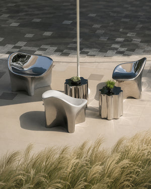 Italian Irregular Stainless Steel Hand-Crafted Art Side Table