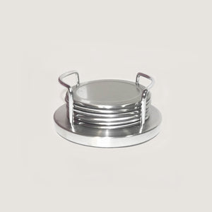 Stainless Steel 6-Piece Coaster Set with Holder