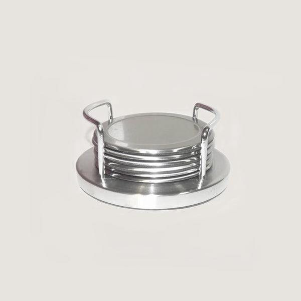 Stainless Steel 6-Piece Coaster Set with Holder