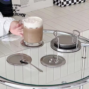 Stainless Steel 6-Piece Coaster Set with Holder