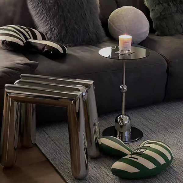 Nordic Mirror Edelstahl Schuhwechselhocker Flur Ottomane Fußstütze Luxus Wohnzimmer Sofa Hocker Flur Bank Dusche