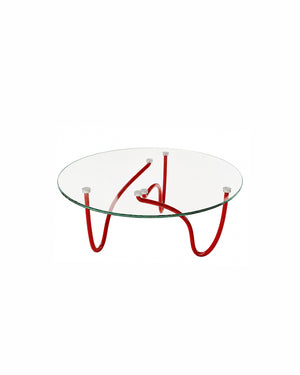 Ferro & Co. Sculptural Pipe Frame Glass Coffee Table