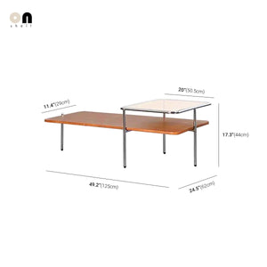 MCM 2-Tier Solid Wood & Glass Coffee Table