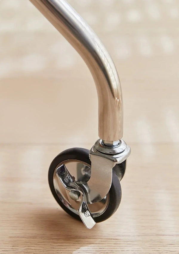 Studio Lima Stainless Steel Wooden Shelf Moving TV Stand