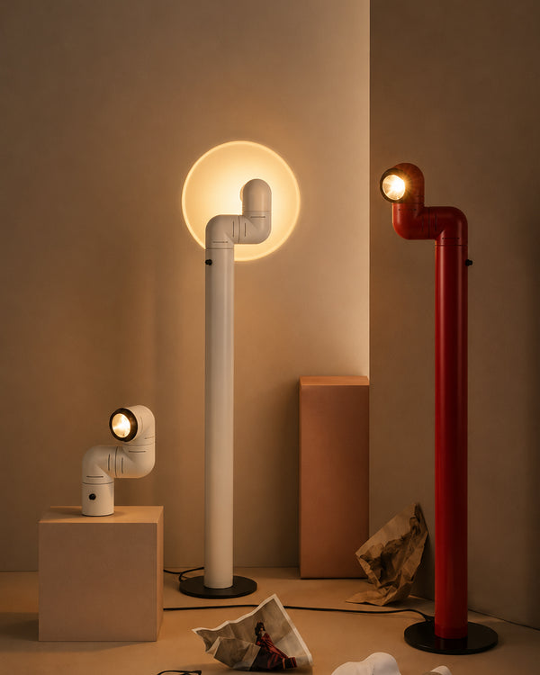 Articulating Pipe Floor Table Wall Lamp