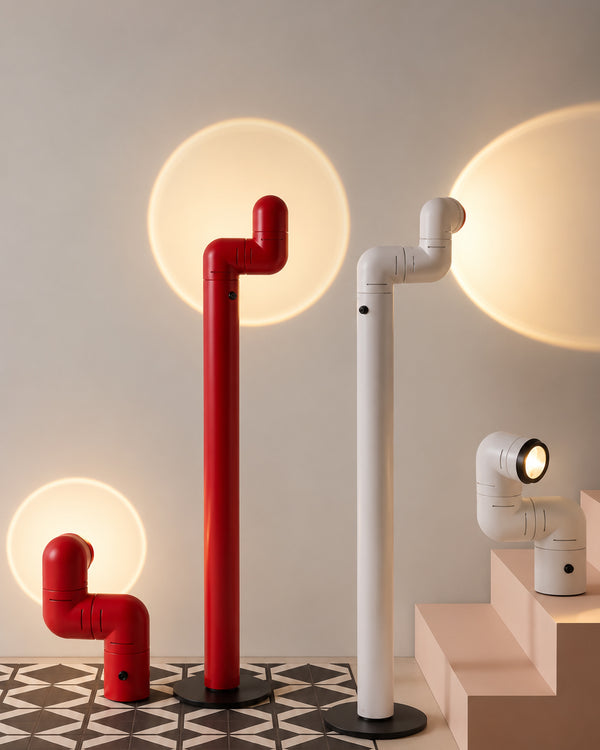 Articulating Pipe Floor Table Wall Lamp