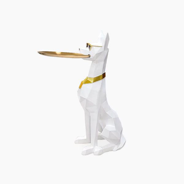 XL Dobermann Dog with Plate Statue