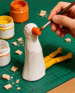 Hand-Carved Wooden Bird Figurine