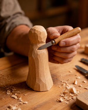 Hand-Carved Wooden Bird Figurine