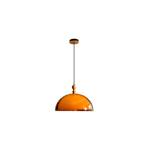 Orbix Bauhaus Amber Dome Wood Cap Pendant Light