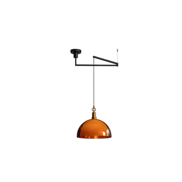 Orbix Bauhaus Amber Dome Wood Cap Swing Arm Light