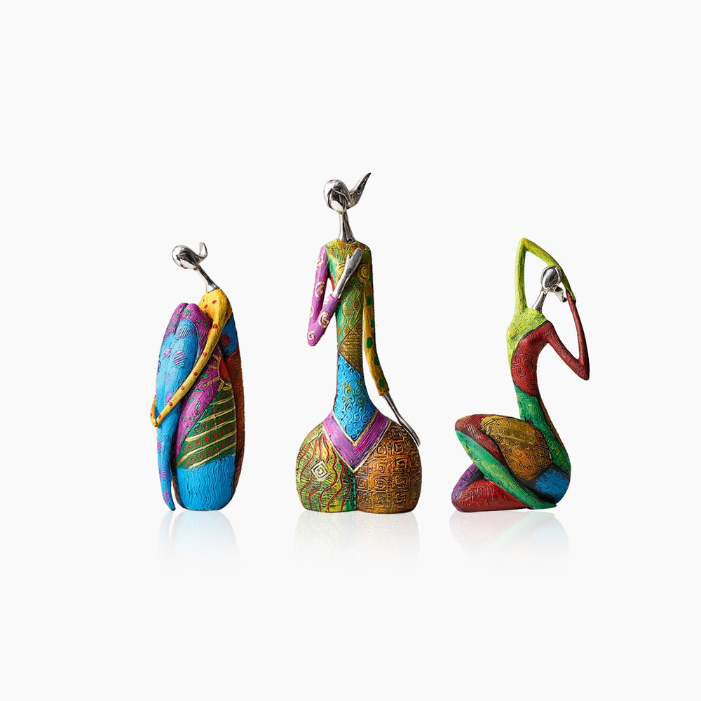 Abstract Painted African Woman Figurine Statue