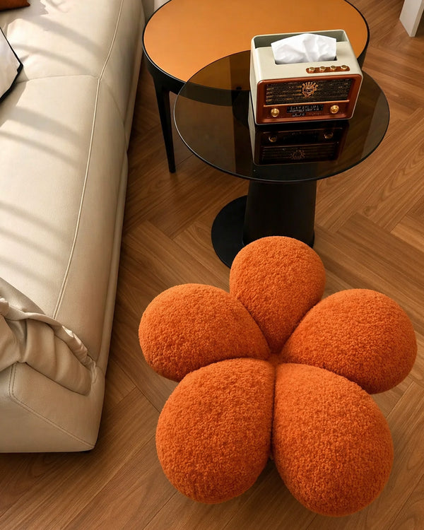 Flower Bouclé Accent Stool
