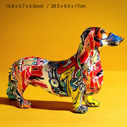 Graffiti Painted Dachshund Dog Sculpture
