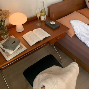 Japanischer Computertisch aus Walnussholz mit Schubladen