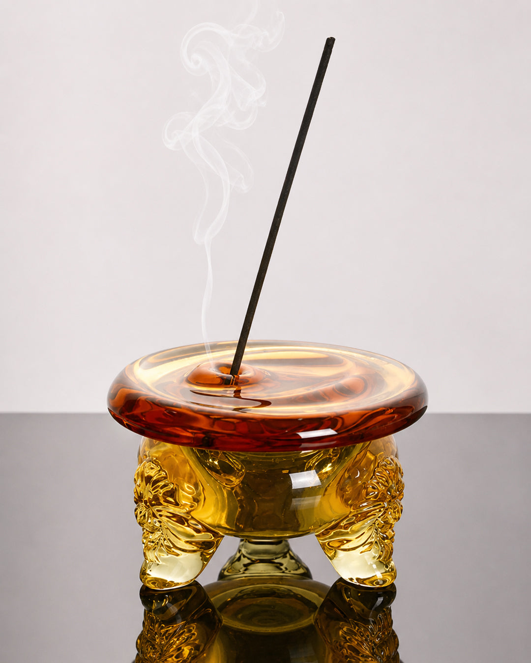 その他 GLASS INCENSE HOLDER Amber Glass Incense Holder