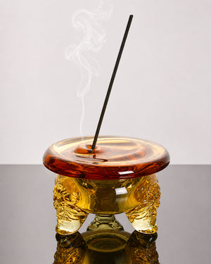 Amber Glass Incense Holder