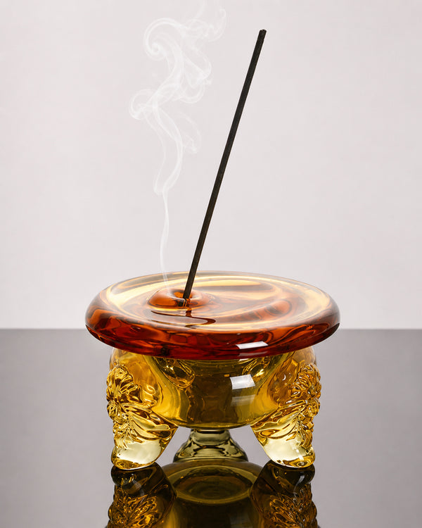 Amber Glass Incense Holder