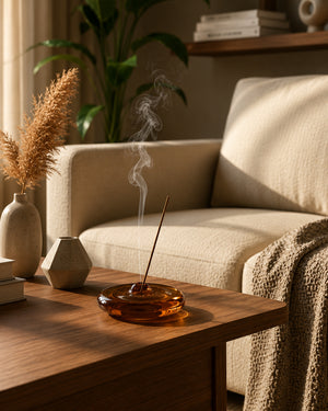 Amber Glass Incense Holder