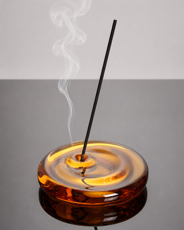 Amber Glass Incense Holder
