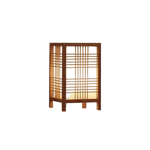 Tischlampe im japanischen Stil aus Bambusgeflecht