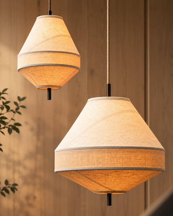 Yū Tokyo Japanese Linen Fabric Pendant Ceiling Light