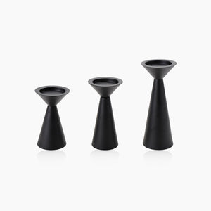 European Style Black Matte Metal Candle Stand Set