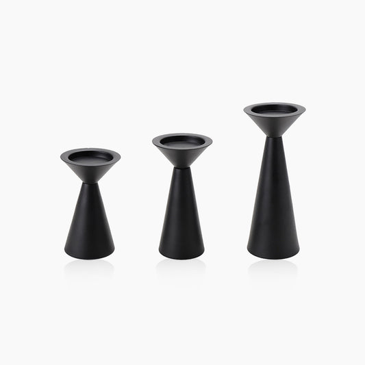 European Style Black Matte Metal Candle Stand