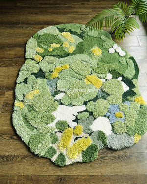 Three-Dimensional Green Moss Large Hand-Crafted Rug
