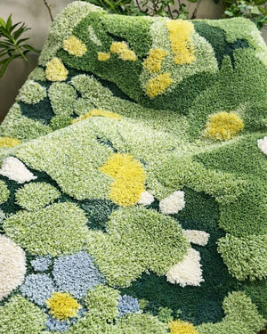 Three-Dimensional Green Moss Large Hand-Crafted Rug