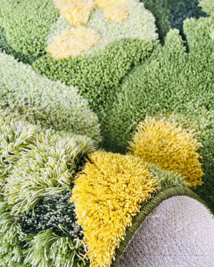 Three-Dimensional Green Moss Large Hand-Crafted Rug