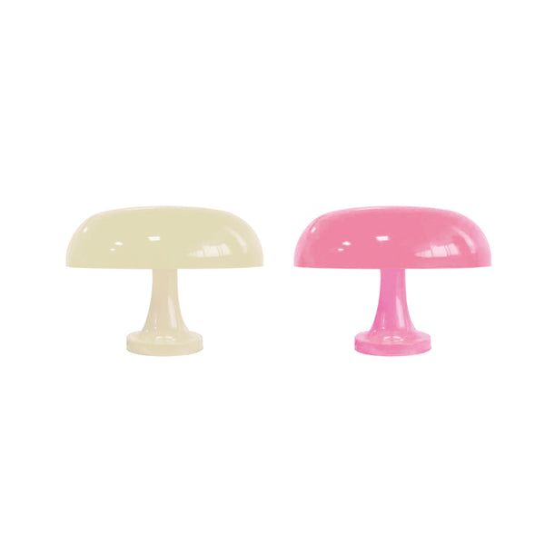 Bauhaus Wide Cream Pink Mushroom Table Lamp