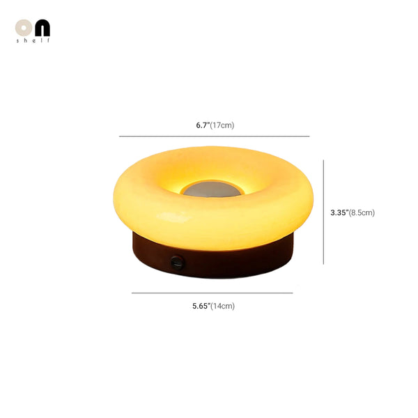 Solid Wood Base Ambient Donut Touch Table Lamp