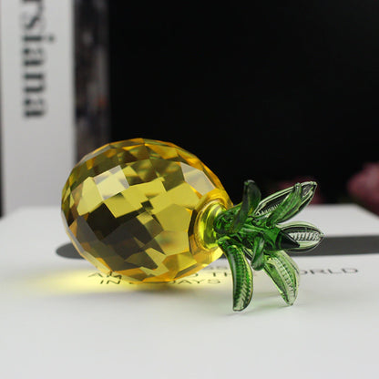 Mini Yellow Hand-Crafted Crystal Pineapple Sculpture