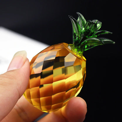 Mini Yellow Hand-Crafted Crystal Pineapple Sculpture