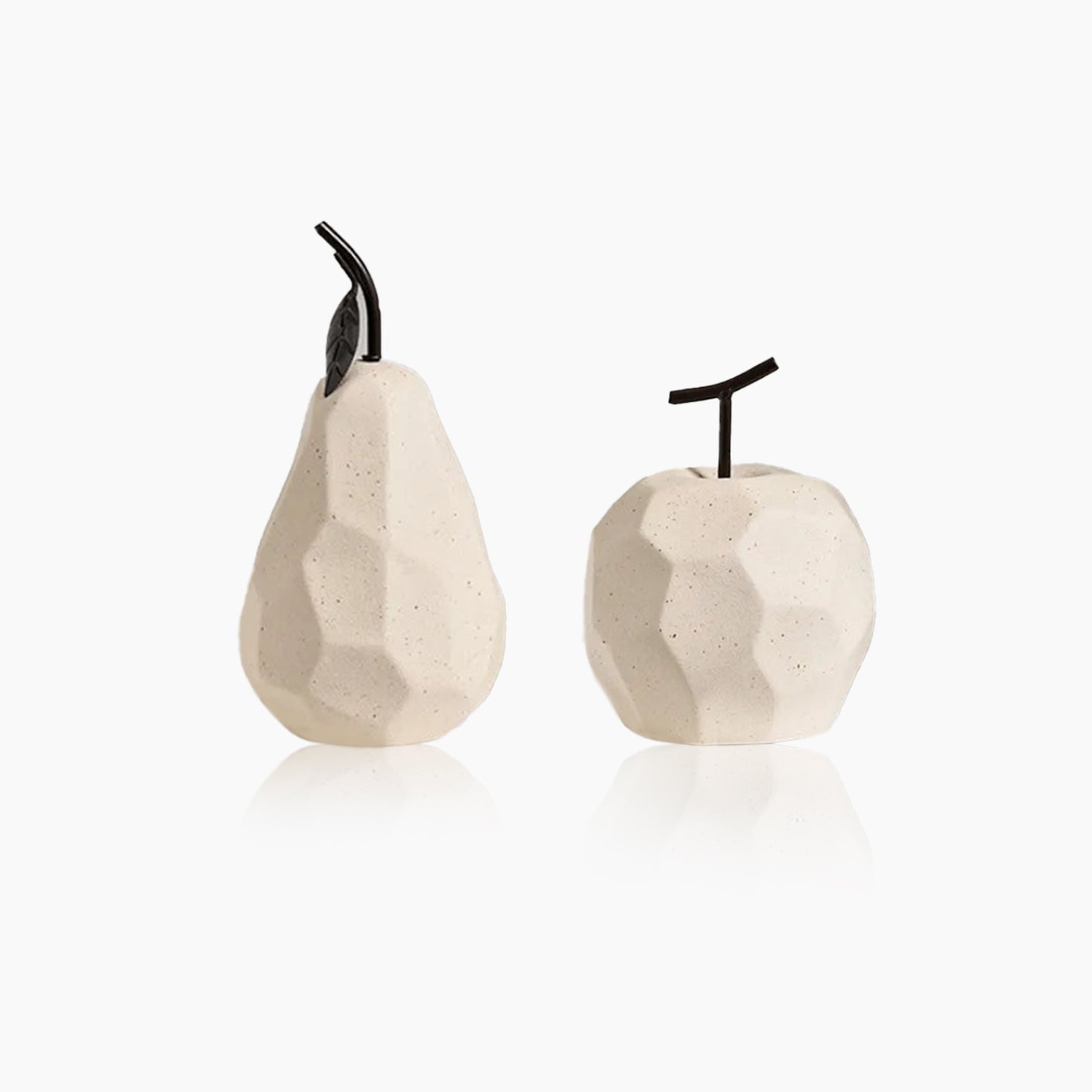 Nordic Hand-Crafted Off White Ceramic Apple and Pear